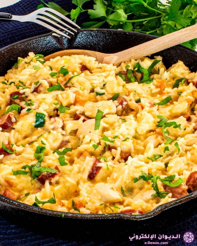 Sausage chicken and cheesy rice 1 2 650x813