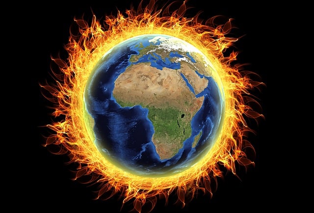 Global warming burning earth burning