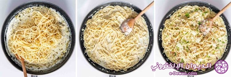 Creamy butter garlic spaghetti process shots 4 750x250