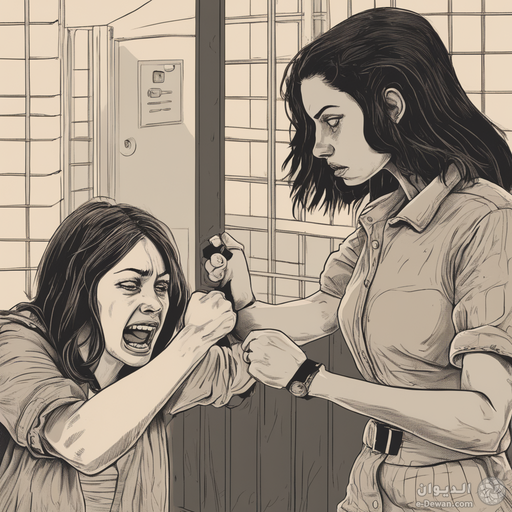 A woman beats a young woman in her mid twenties who is scared and handcuffed  541369915