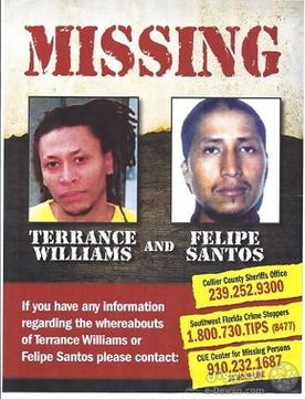 Missing persons poster of Terrance Williams and Felipe Santos